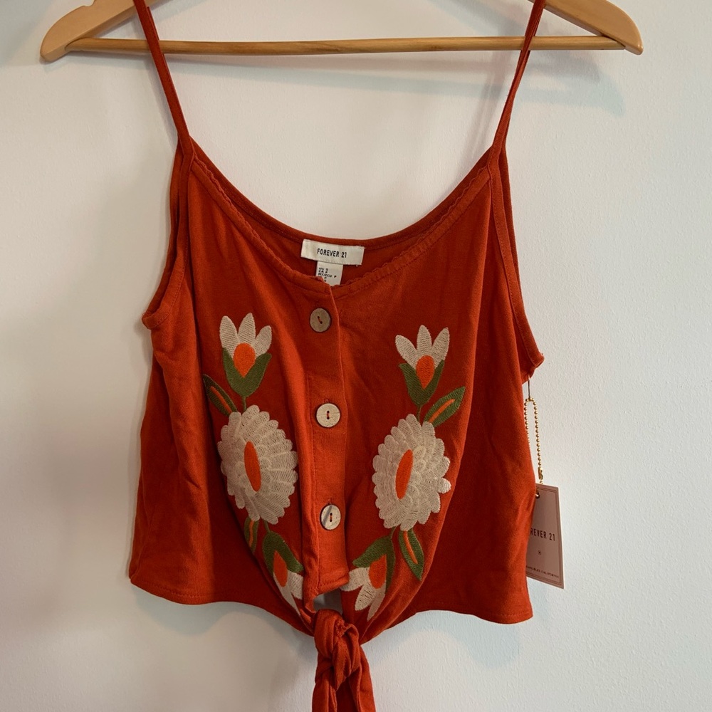 NEW Beautiful Orange Tank with Wooden Buttons